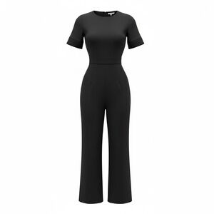 PRISCAVera Elegant Black Short-Sleeve Jumpsuit